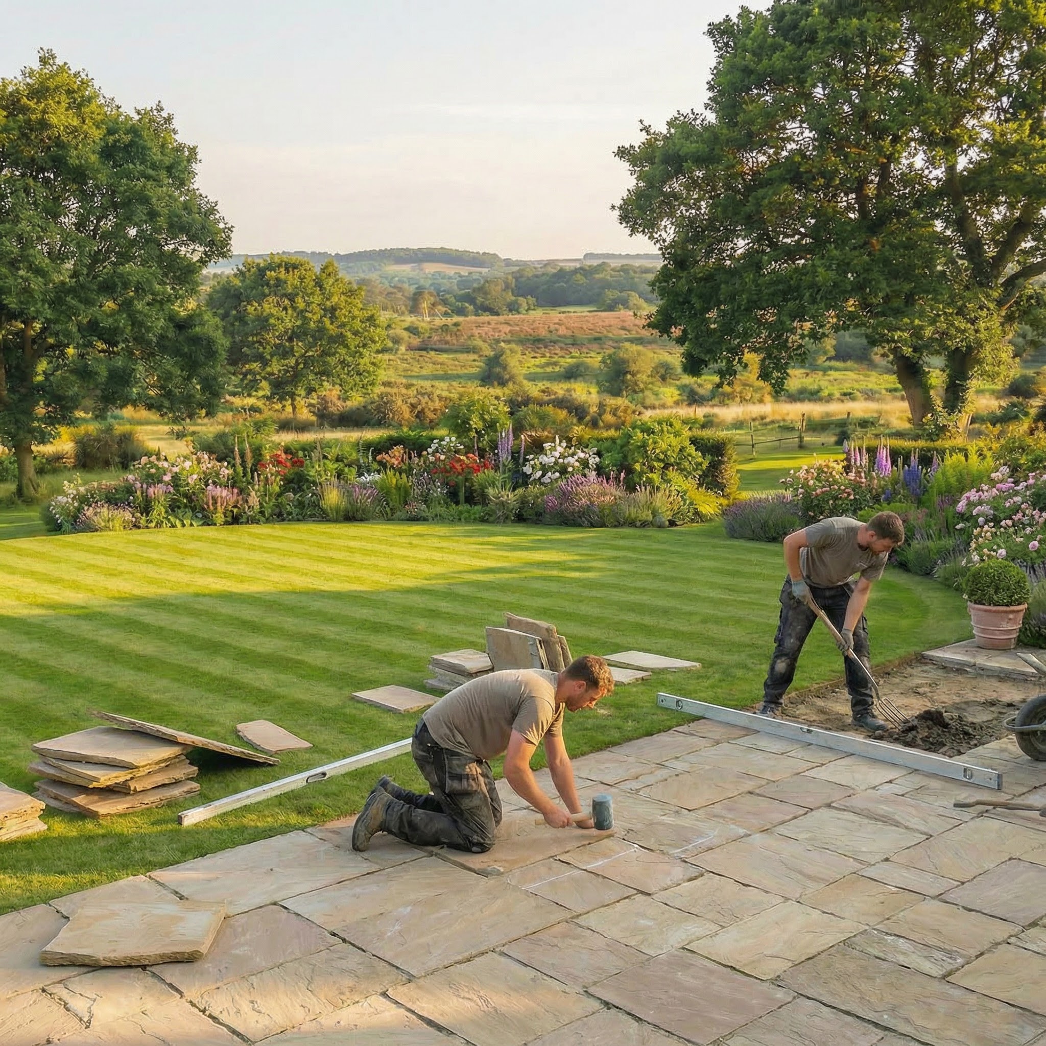 During: paving being laid