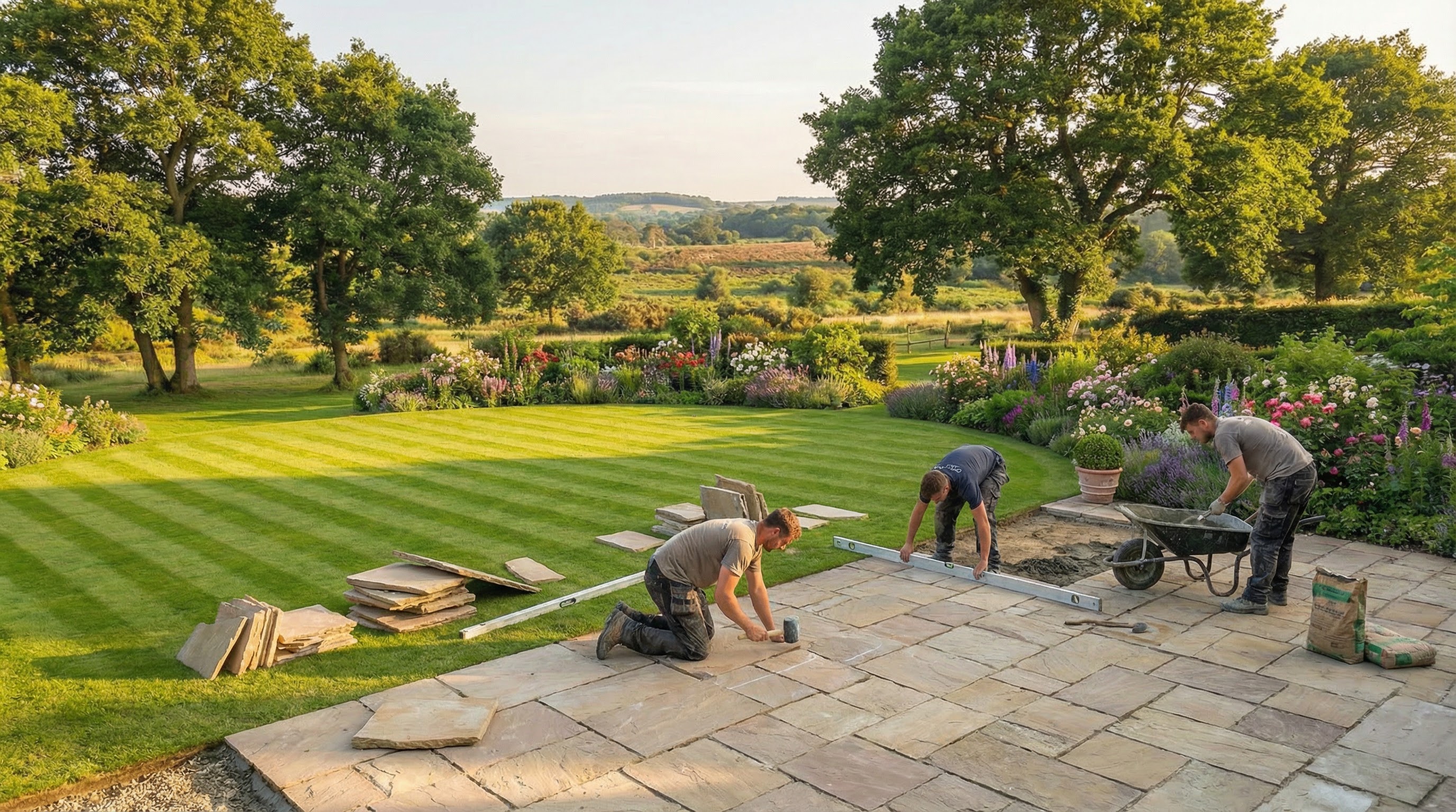 Hard landscaping — paving, walls and steps